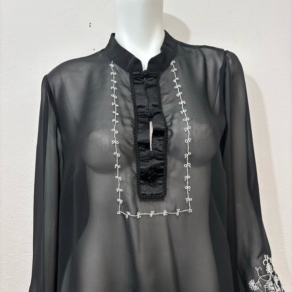 Lane Bryant Womens Sheer Black Shirt Tunic Top Blouse Vneck Plus Sz 14/16 - Picture 2 of 6